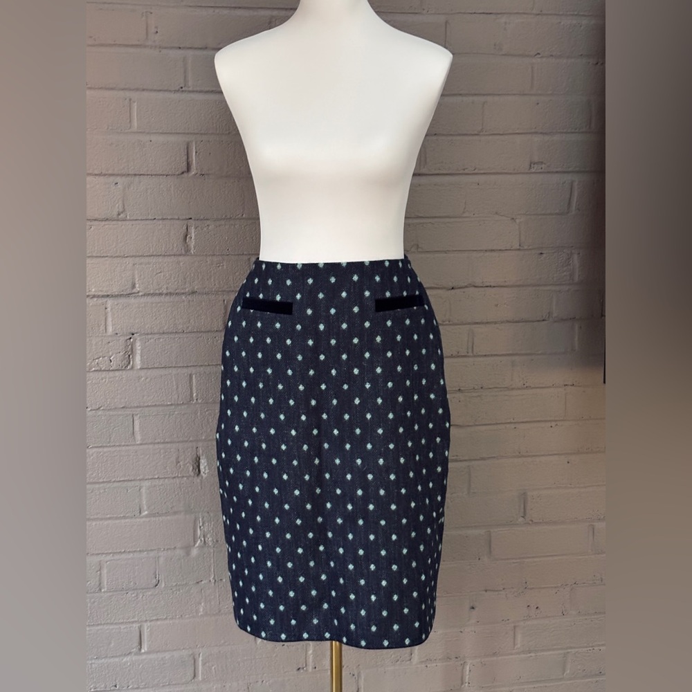 Hobbs London navy print wool skirt 6